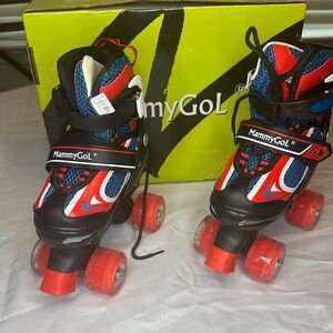 Red and Blue Kids Roller Skates